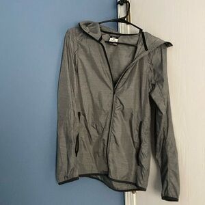 Nike Gray Utility Running Jacket with Removable Sleeves and Water-Resistant